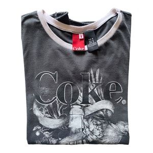Distressed Always moving Forward Coke dark gray tee shirt